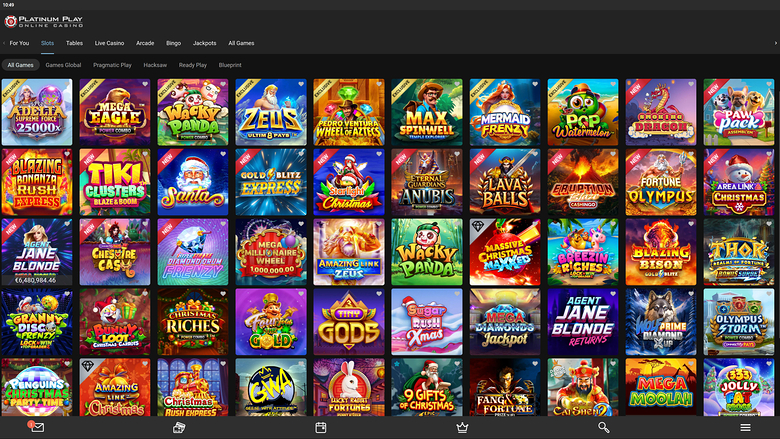 Jeux de casino Platinum Play sur ordinateur