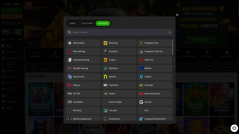 Playamo Casino Desktop Game Developers