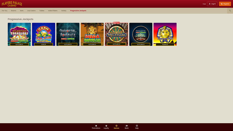 Jackpot du casino Players Palace sur ordinateur