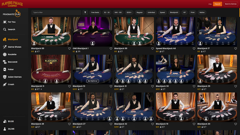 Casino Players Palace sur ordinateur avec croupier en direct