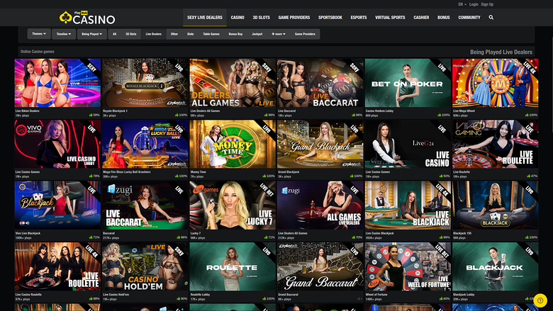 Casino Playhub pour ordinateur avec croupier en direct