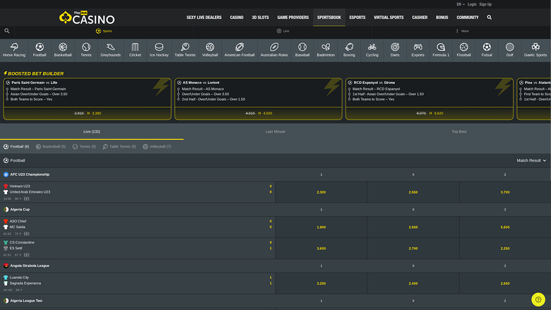 Playhub Casino Sports sur ordinateur