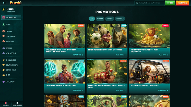 Promotions Playio Casino sur ordinateur