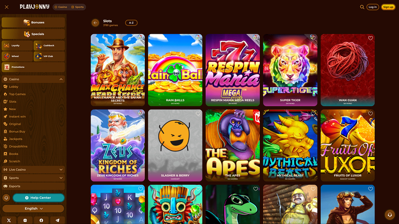 Juegos de escritorio del casino PlayJonny