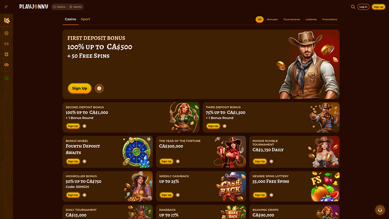 Promociones de escritorio del casino PlayJonny