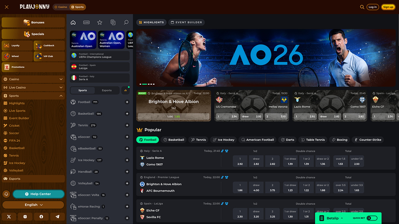 Casino PlayJonny Deportes de escritorio