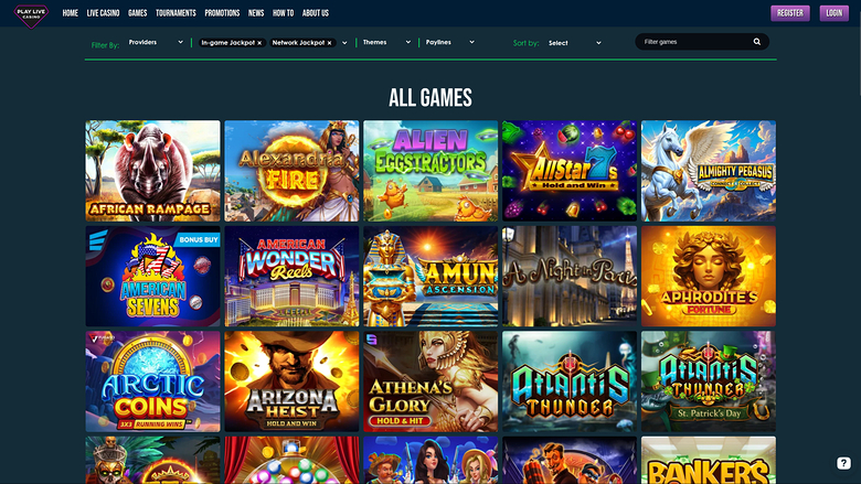 Jackpot de escritorio del casino PlayLive