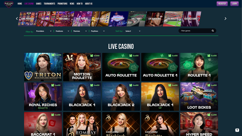 Casino en vivo de escritorio de PlayLive
