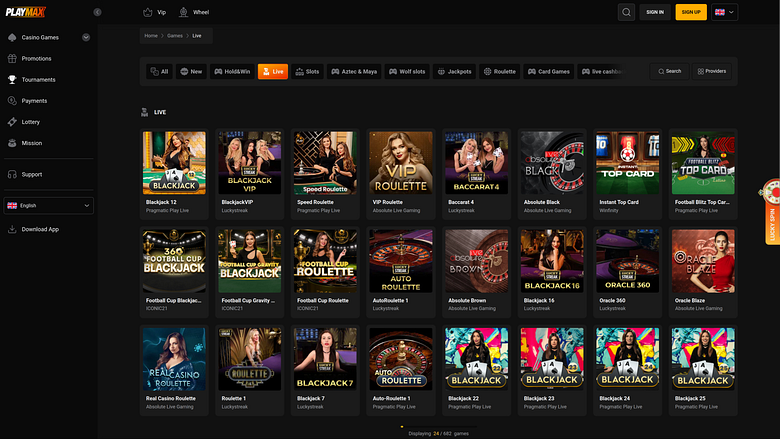 PlayMax Casino Desktop Live Dealer