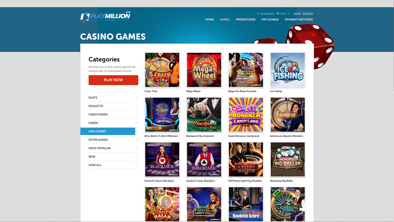 PlayMillion Casino Desktop Live-Dealer