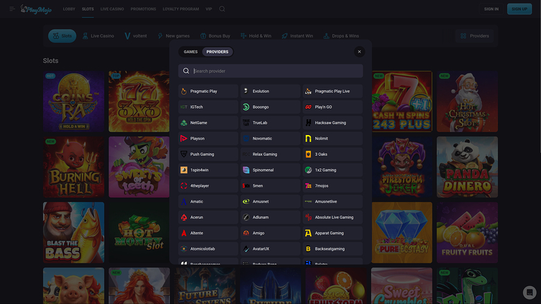 Développeurs du jeu de casino PlayMojo pour ordinateur