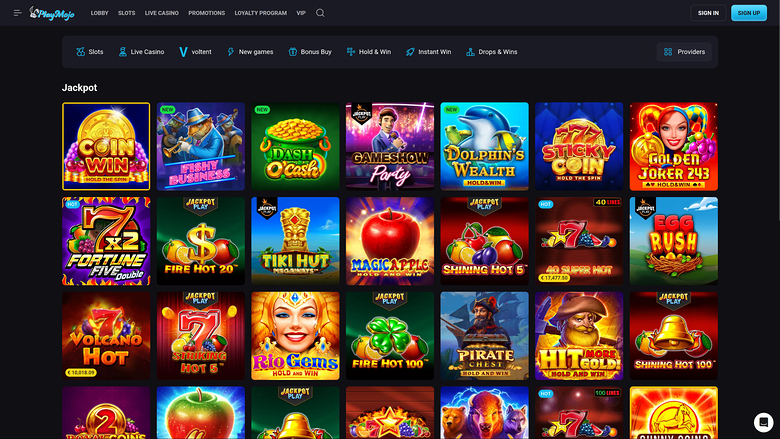 Jackpot du casino PlayMojo sur ordinateur