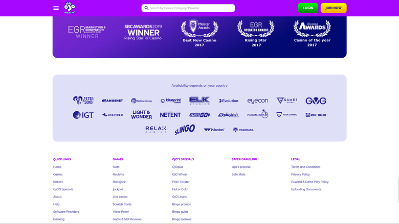 PlayOJO Casino Desktop-Spieleentwickler