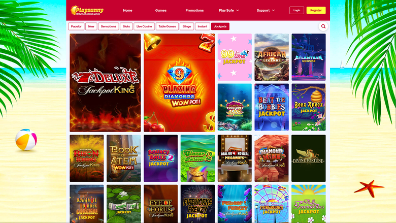 Jackpot de escritorio de PlaySunny Casino
