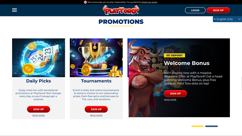 Promociones de escritorio del casino PlayToro