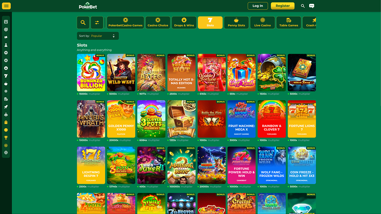 Jeux de casino PokerBet sur ordinateur