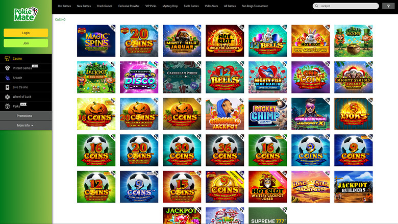 Jackpot du casino Pokie Mate sur ordinateur