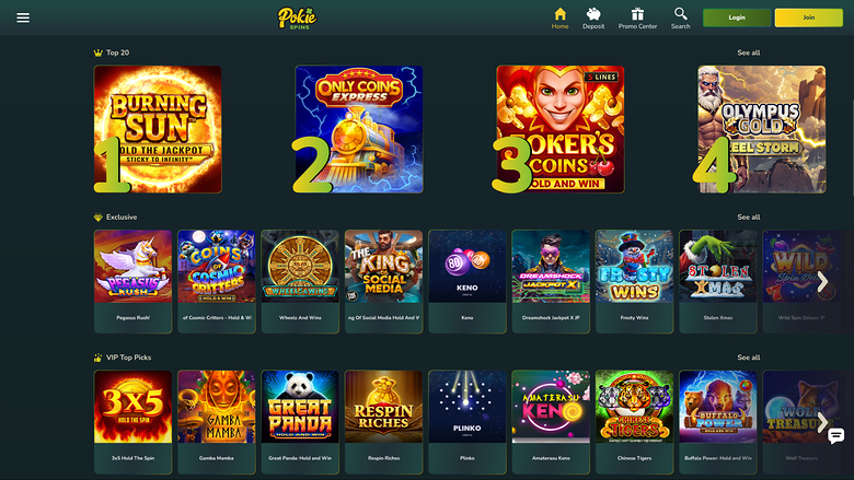 Jeux de casino Pokie Spins sur ordinateur