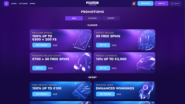 Promociones de escritorio del Casino Polestar