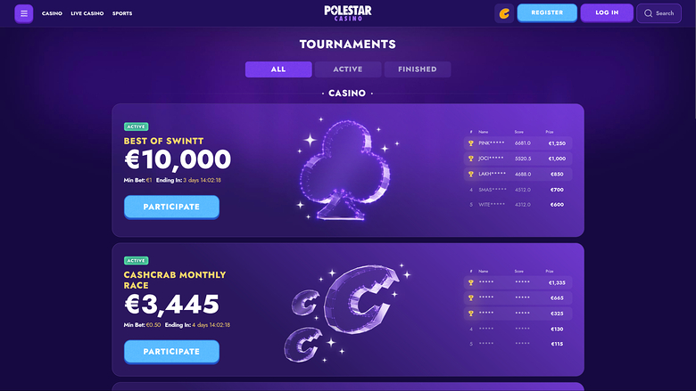 Torneos de escritorio de Polestar Casino