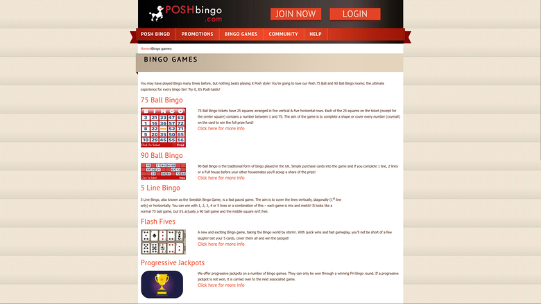 Posh Bingo ordinateur Bingo