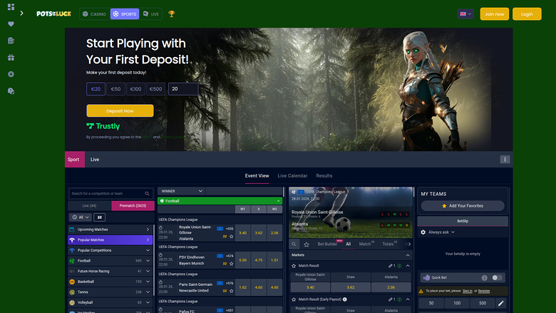 Pots of Luck Casino Sports sur ordinateur