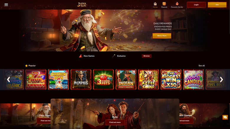 Pagina iniziale desktop di Potter Slots Casino