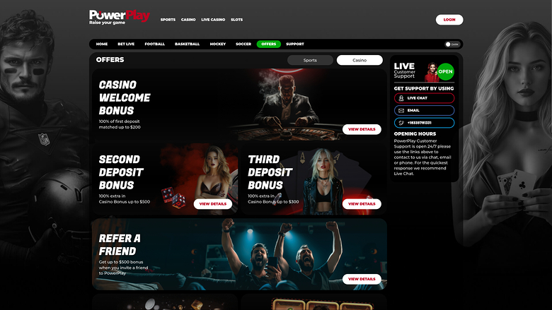 Promotions PowerPlay Casino sur ordinateur