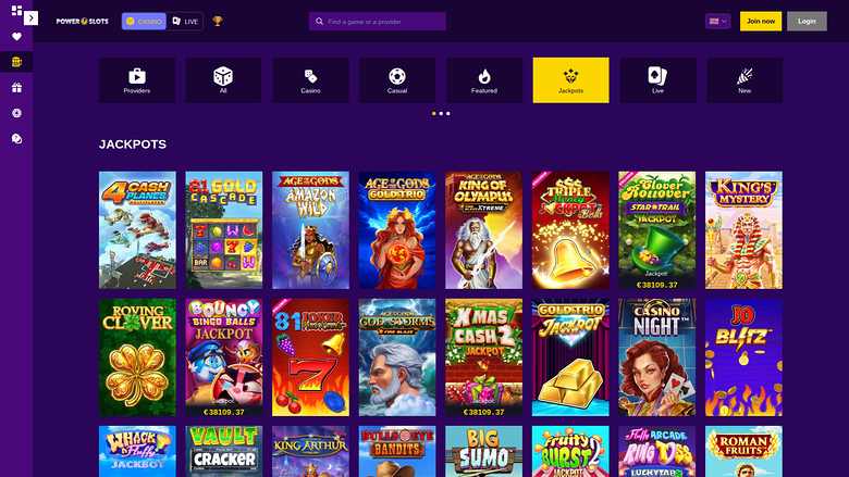 Jackpot du casino Power Slots sur ordinateur