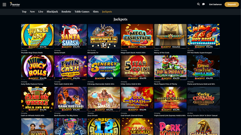 Jackpot sur ordinateur de Premier Live Casino