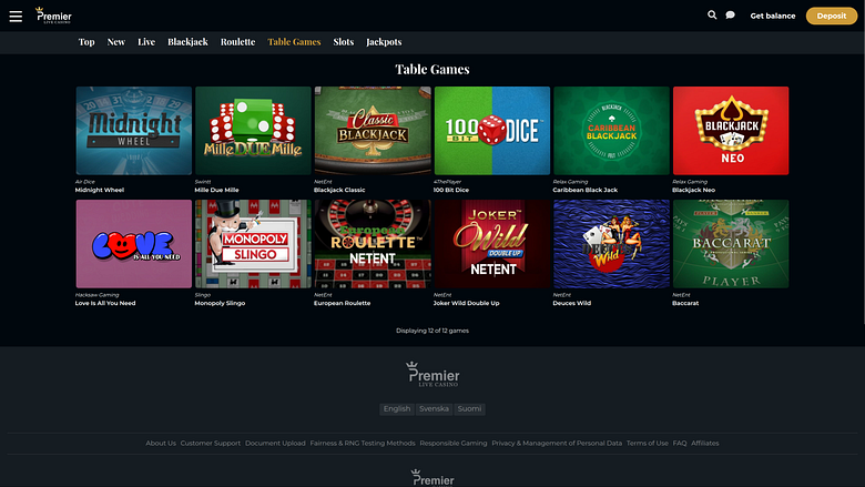 Premier Live Casino Desktop-Tischspiele