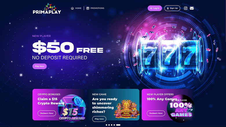 PrimaPlay Casino Desktop Homepage