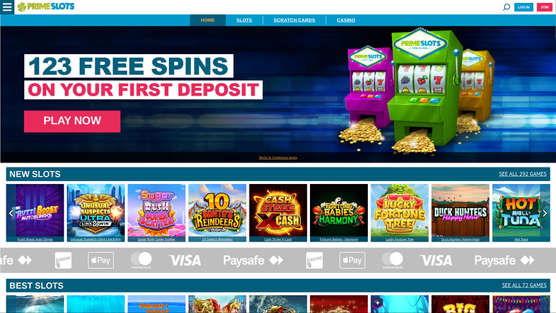 Homepage desktop di Prime Slots