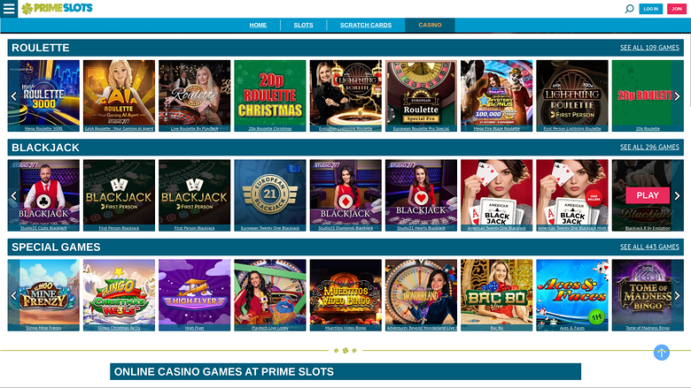Live Dealer Desktop di Prime Slots