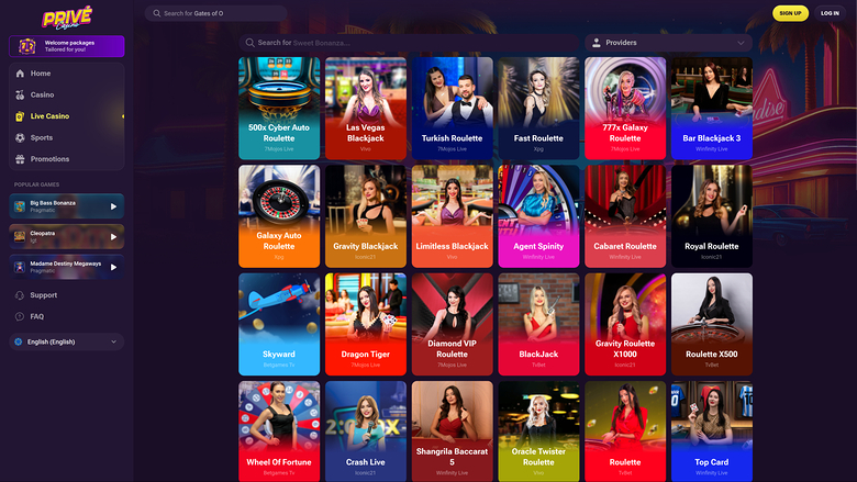 Casino Prive avec croupier en direct sur ordinateur