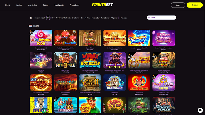 Jeux de casino Prontobet pour ordinateur