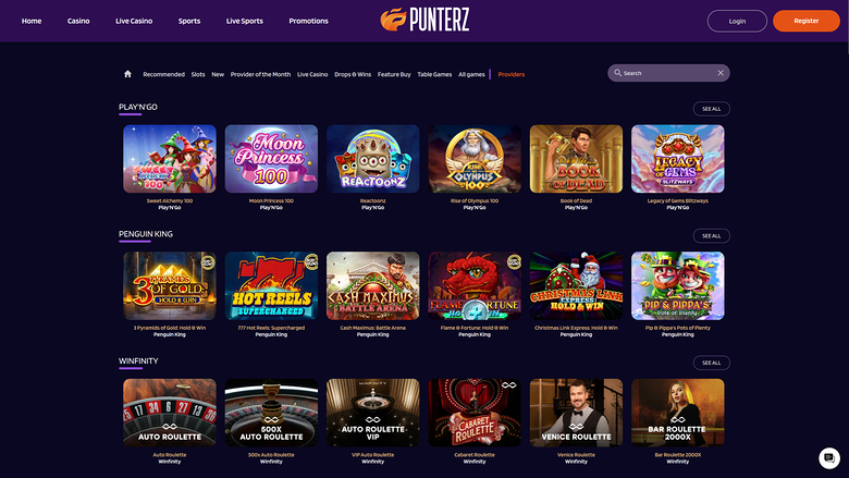 Développeurs du jeu de casino Punterz pour ordinateur