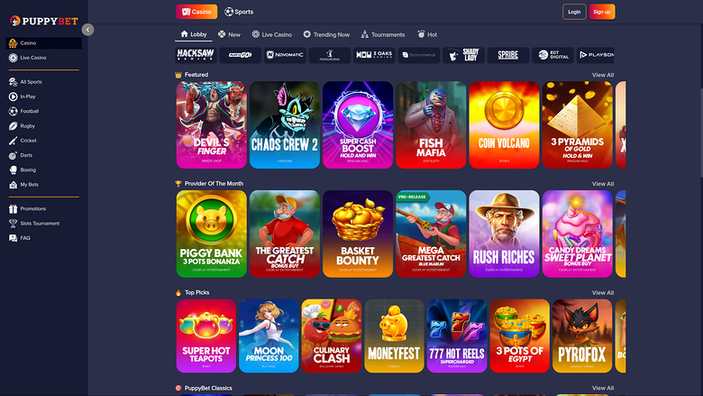 Jeux de casino PuppyBet pour ordinateur