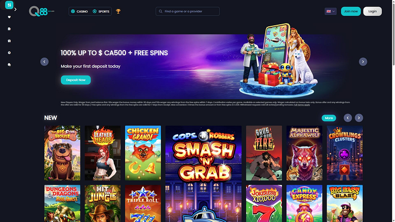 Главная страница Q88bets для ПК