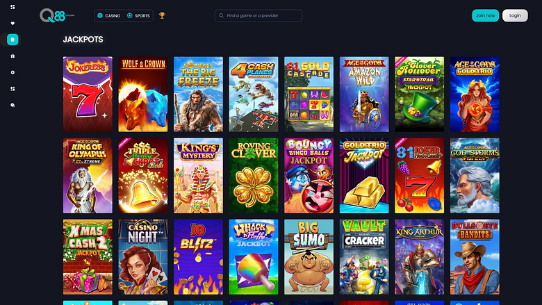 Джекпот Q88bets на рабочем столе