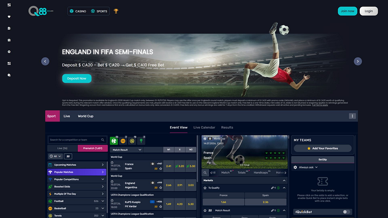 Q88bets Десктоп Спорт