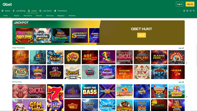 Jackpot du casino QBet sur ordinateur