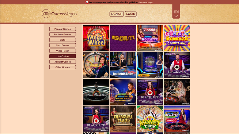 Queen Vegas Casino Desktop Live Dealer