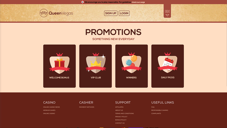 Queen Vegas Casino Desktop-Aktionen