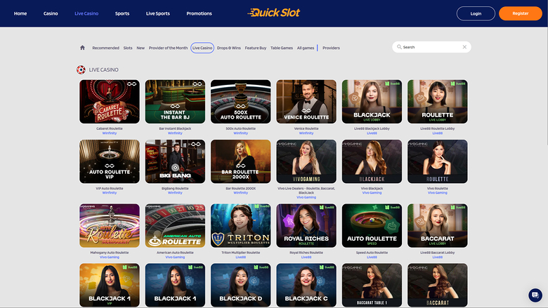 Live-дилер казино QuickSlot для ПК