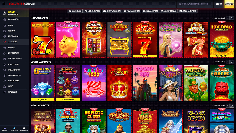 Jackpot de bureau du casino Quickwin