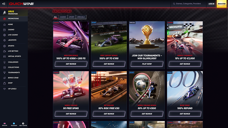 Promotions Quickwin Casino sur ordinateur