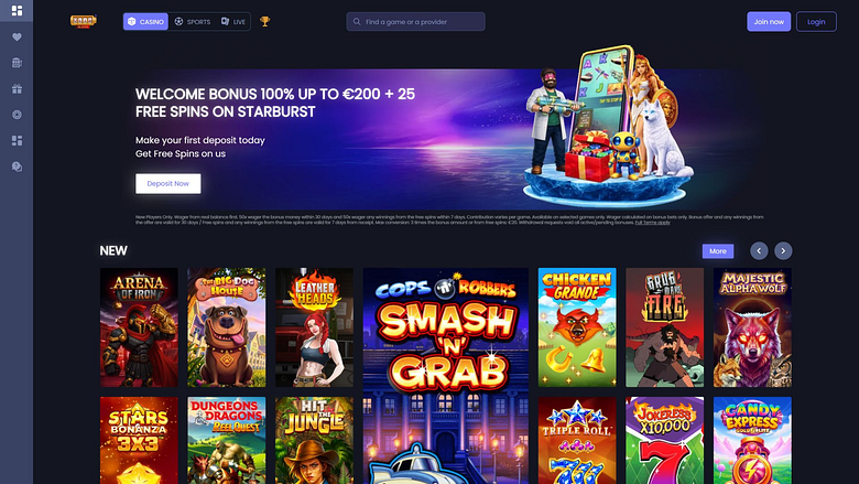 Homepage desktop di Quid Slots Casino