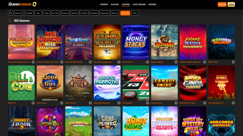 QuinnBet Casino Desktop Games