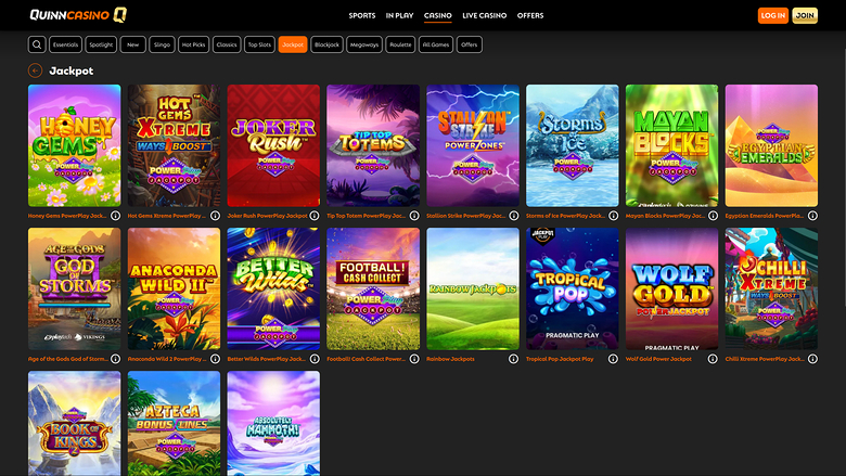 QuinnBet Casino Desktop Jackpot